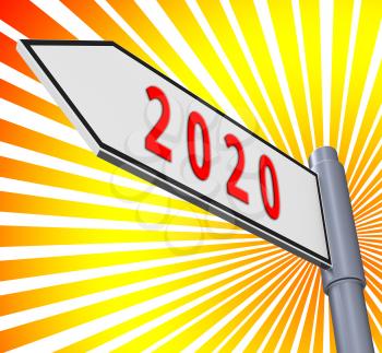 Two Thosand Twenty Road Sign Meaning 2020 3d Illustration