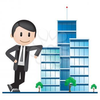 Office Buildings Man Displays Corporate Cityscape 3d Illustration
