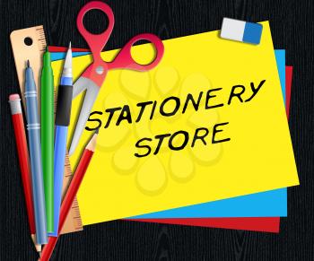 Stationery Store Meaning Office Supplies Shops 3d Illustration