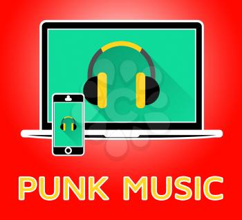 Punk Music Laptop Shows Rock Music 3d Illustration