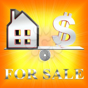 Houses For Sale Dollar Sign Means Sell House 3d Rendering