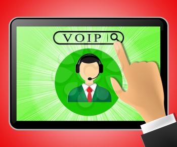 Voip Tablet Representing Internet Voice 3d Illustration