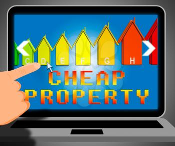 Cheap Property Laptop Representing Real Estate 3d Illustration