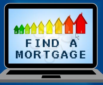 Find A Mortgage Laptop Representing Loan Search 3d Illustration