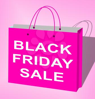 Black Friday Sale Bag Displays Thanksgiving Discounts 3d Illustration