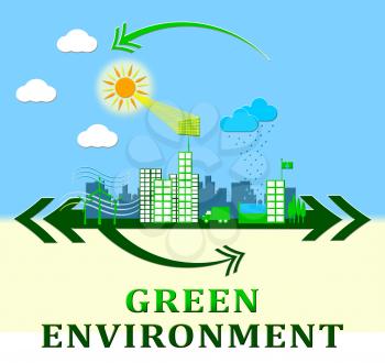 Green Environment Town Shows Ecology 3d Illustration