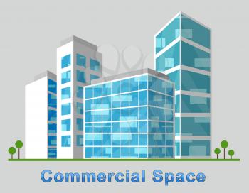 Commercial Space Downtown Describes Real Estate 3d Illustration