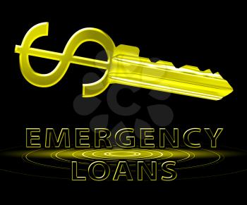 Emergency Loans Dollar Key Means Urgent Credit 3d Illustration