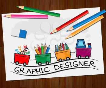 Graphic Designer Train Means Designing Job 3d Illustration