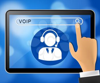 Voip Tablet Represents Internet Voice 3d Illustration