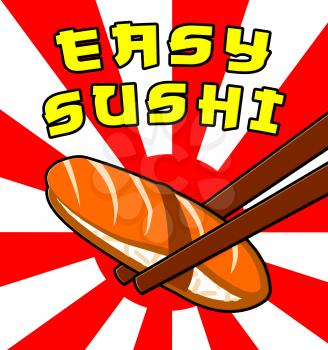 Easy Sushi Showing Japan Cuisine 3d Illustration
