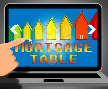Mortgage Table Laptop Representing Loan Calculator 3d Illustration
