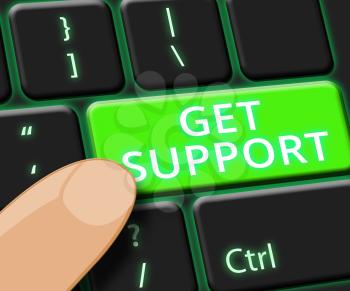 Get Support Key Showing Online Assistance 3d Illustration