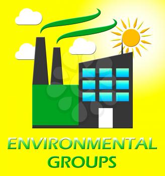 Environmental Groups Factory Represents Eco Organizations 3d Illustration