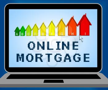 Online Mortgage Laptop Means Credit Finance 3d Illustration