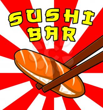 Sushi Bar Showing Japan Cuisine 3d Illustration