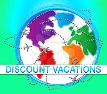 Discount Vacations Globe Showing Promo Vacation 3d Illustration