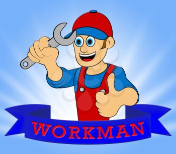 Workman Laborer Displaying Building Worker 3d Illustration