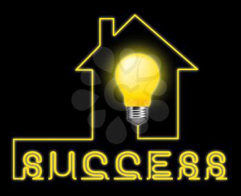Success Light Indicating Successful Progress And Winning