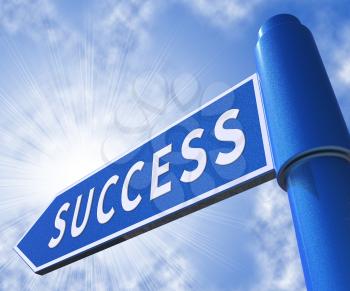 Success Road Sign Meaning Progress Victory 3d Illustration