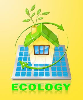 Ecology House Displays Earth Day Environment 3d Illustration