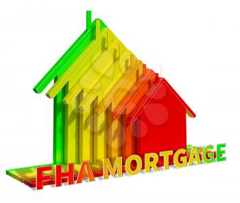 FHA Mortgage Eco House Shows Federal Housing Administration 3d Illustration