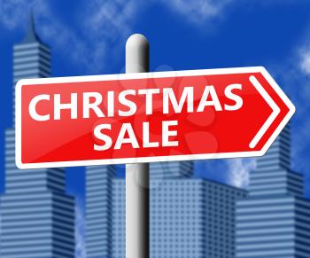 Christmas Sale sign Showing Xmas Discounts 3d Illustration