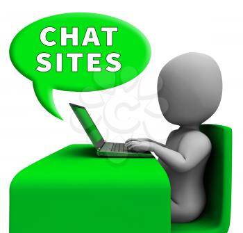 Chat Sites Man With Laptop Meaning Discussion 3d Illustration
