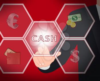 Cash Icons Displays European Currency 3d Illustration