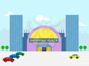 Shopping Plaza Store Shows Retail Commerce 3d Illustration