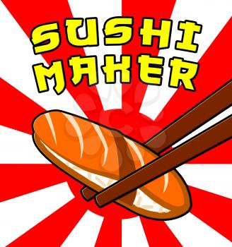 Sushi Maker Fish Shows Japan Cuisine 3d Illustration