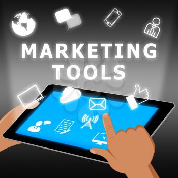 Marketing Tools Meaning Promotion Apps 3d Illustration