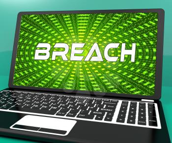 Cyber Security Breach System Hack 3d Rendering Shows Internet Digital Data Virtual Threat And Vulnerability Problem Or Risk