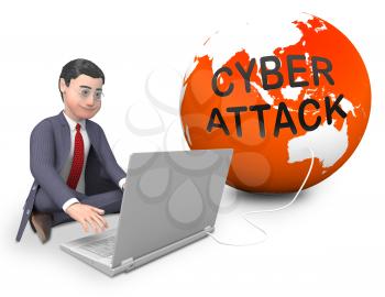 Hacker Cyberattack Malicious Infected Spyware 3d Rendering Shows Computer Breach Of Infected Network