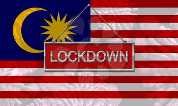 Malaysian lockdown stopping ncov epidemic or outbreak. Covid 19 Malaysia ban to isolate disease infection - 3d Illustration