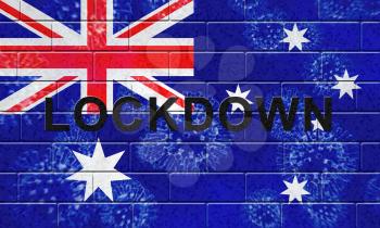 Australia lockdown to prevent coronavirus epidemic and outbreak. Covid 19 Australian precautions to lock down disease infection - 3d Illustration