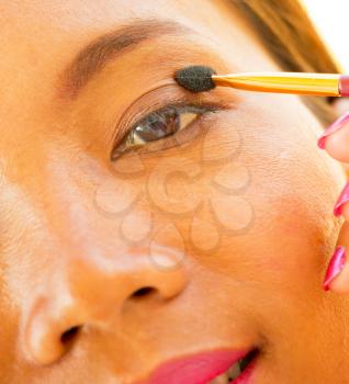 Eyeshadow Eye Brush Application Showing Eyes Cosmetic