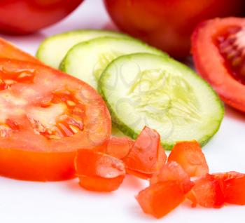 Tomato Cucumber Salad Showing Dieting Food And Organic
