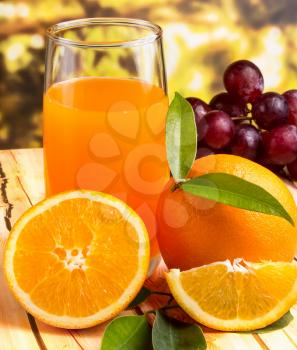 Orange Juice Squeezed Showing Citrus Fruit And Fresh