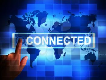 Connected to the internet concept icon means online access. Data or information from worldwide websites - 3d illustration