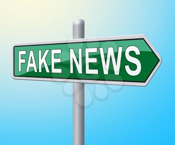 Fake News Sign Points To Untruth 3d Illustration