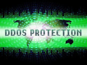 Ddos Protection Denial Of Service Security 2d Illustration Shows Malware And Intruder Risk On System Or Web