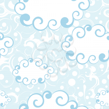 Abstract vector seamless pattern with cartoon clouds