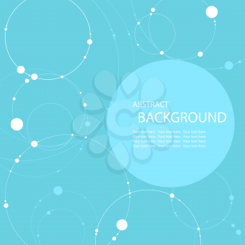Abstract blue background with dots and circles, vector illustration