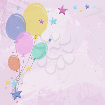 Birthday greeting card background for girl, vector illustration