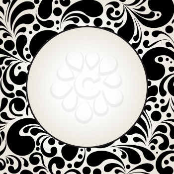 Circle silhouette decorative frame made of swirls shapes, vector illustration