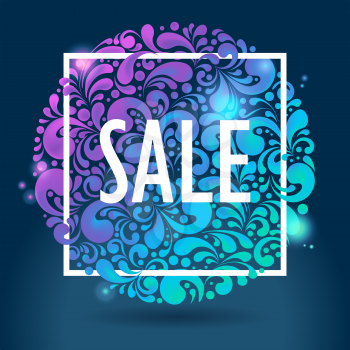 Abstract round shiny glowing sale background, vector illustration