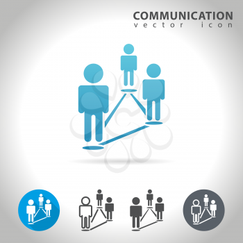 Social communication icon set, collection connected human figures, vector illustration