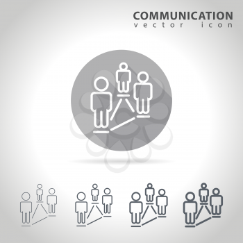 Social communication outline icon set, collection connected human figures, vector illustration
