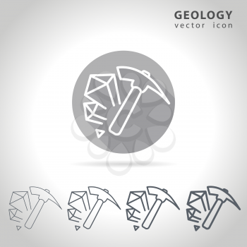 Geology outline icon set, collection of mineral icons, vector illustration